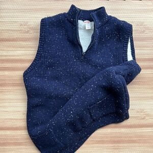 Cat & Jack 1/4 Zip Pullover Sherpa Lined Sweater Vest Navy